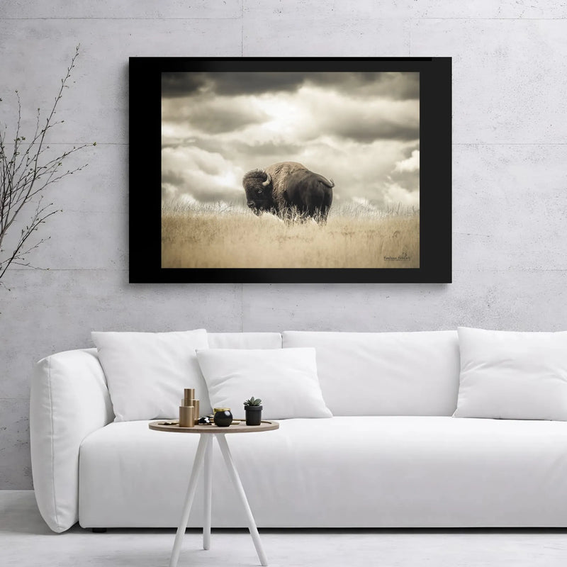 American Bison Canvas Wall Art | Rustic Wildlife Photography Print | Premium Gallery-Wrapped 1.25 Inch Frame | Western Home Decor Gift