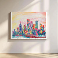 Pittsburgh In Bloom Canvas Art | Floral Skyline Cityscape Painting | Premium Gallery Wrapped Decor | Unique Home & Office Gift