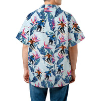 Skiing Hawaiian Shirt | Tropical Bird Of Paradise Floral Print | Premium Lightweight Polyester | Unique Winter Sports Gift For Men